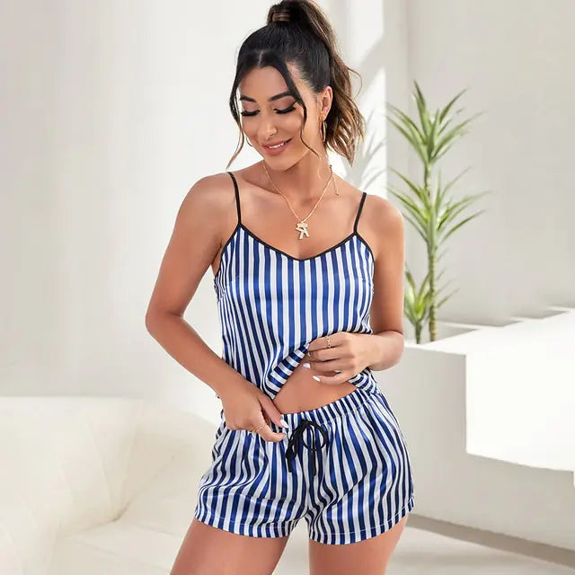Sexy gestreiftes Nachtwäsche-Set für Damen