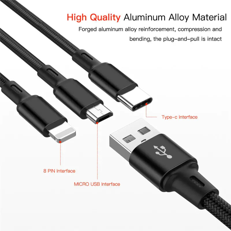 3-in-1-USB-Kabel für iPhone und Android