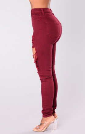 Women's Ripped Skinny Stretch Denim Jeans