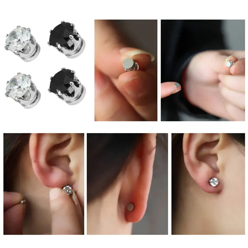 Unisex-Ohrstecker mit Kristallsteinen
