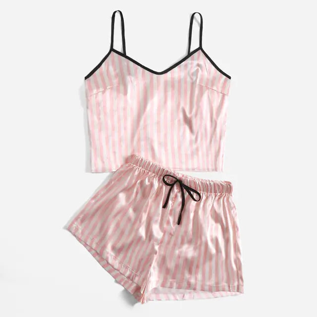 Sexy gestreiftes Nachtwäsche-Set für Damen