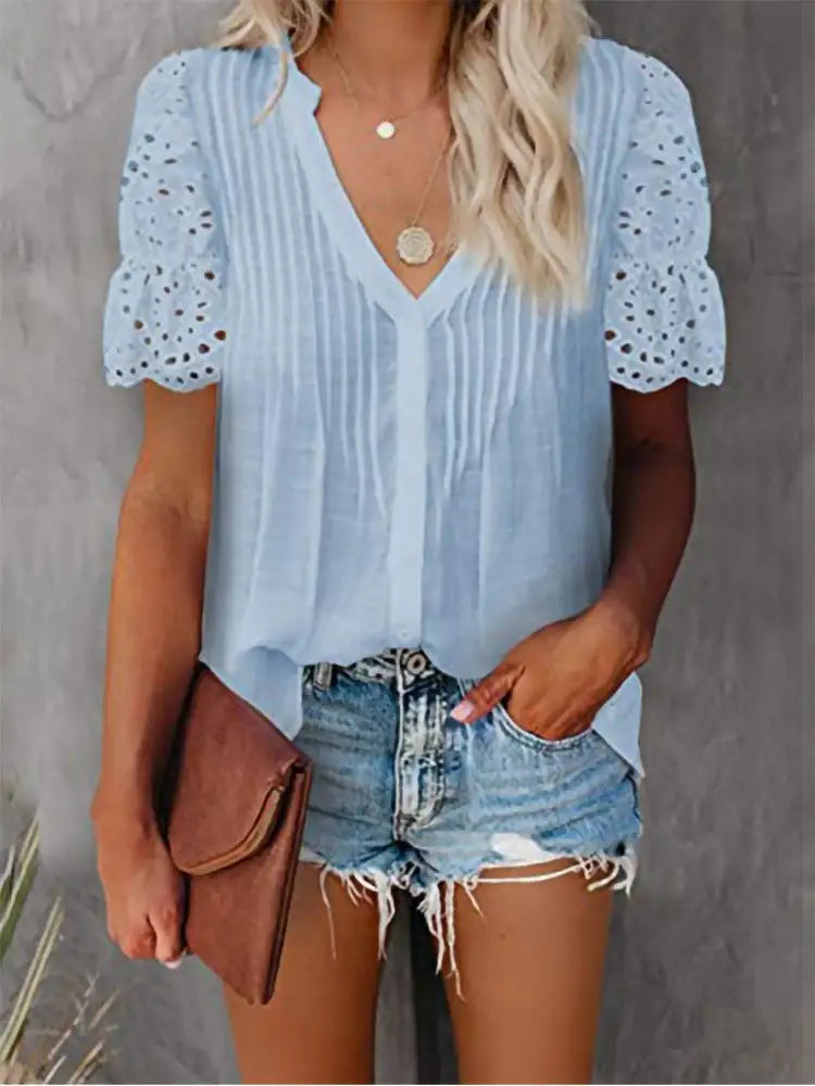 Shirt mit Spitze und V-Ausschnitt Emily