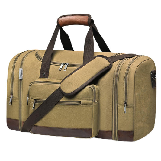 Wolhbege Duffle Bag for TravelMens Travel Bag & Carry On Bag for Men with Expandable Design and Luggage Sleeve –Duffel Bag for Gym Weekender Overnight Trips Khaki