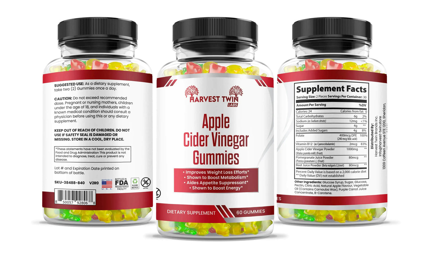 Apple Cider Vinegar Gummies for Weight Loss Support | Boost Energy & Metabolism | No Vinegar Taste