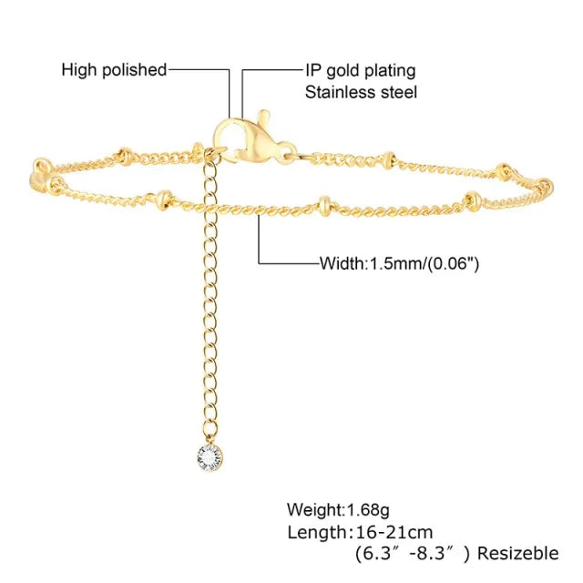 Ultra Thin Chain Link Cross Bracelet Stainless Steel Women's Adjustable Link Stacked Layered Chain Bracelets