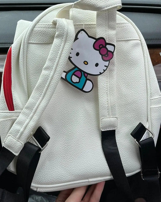 Rot-weiße Rucksacktasche mit Schleife